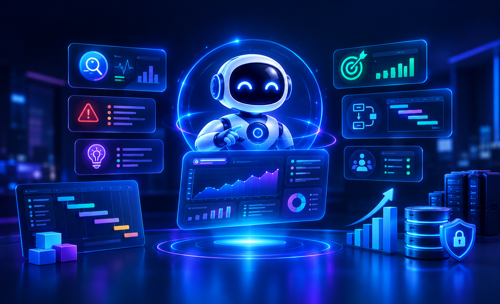 RELLO interface: AI dashboard monitoring a project in real time